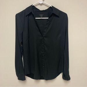 Ann Taylor Black Blouse Button Down